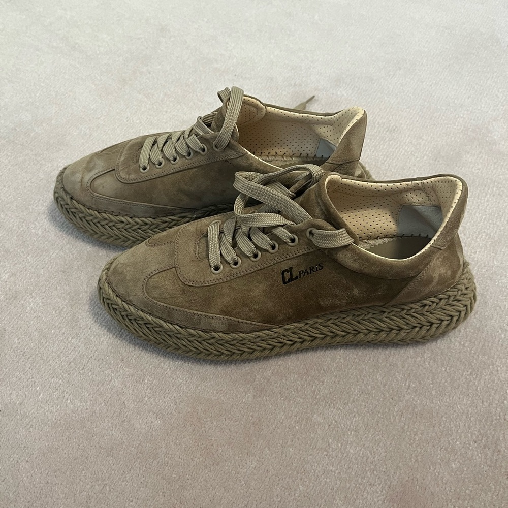 Christian Louboutin Tan Suede Platform Sneakers - Picture 5 of 9